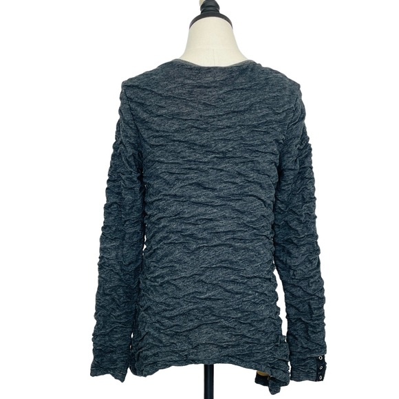 Pete Collection Long-sleeve Top Scrunchy Look Gray with Tan Lining Size Large - Picture 5 of 11